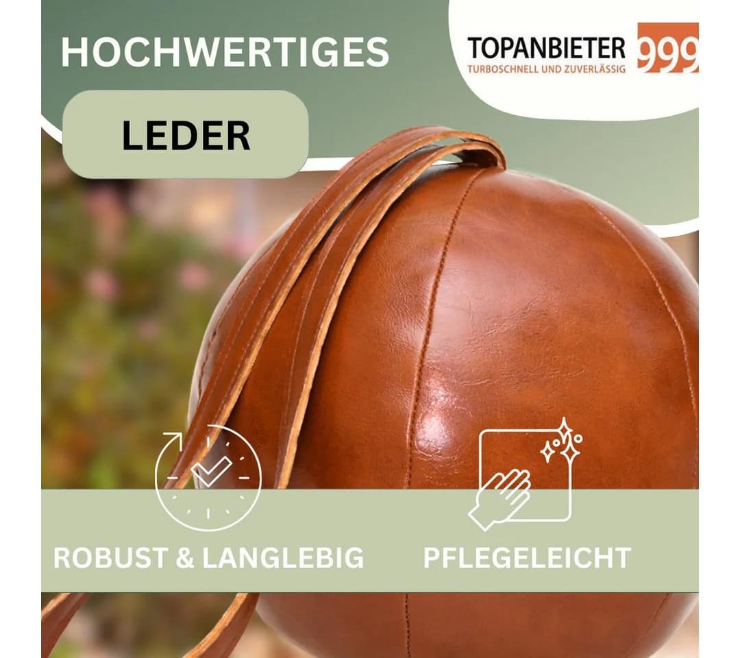 Topanbieter999 Türstopper PU Lederball Braun mit Schlaufe - Bild 3