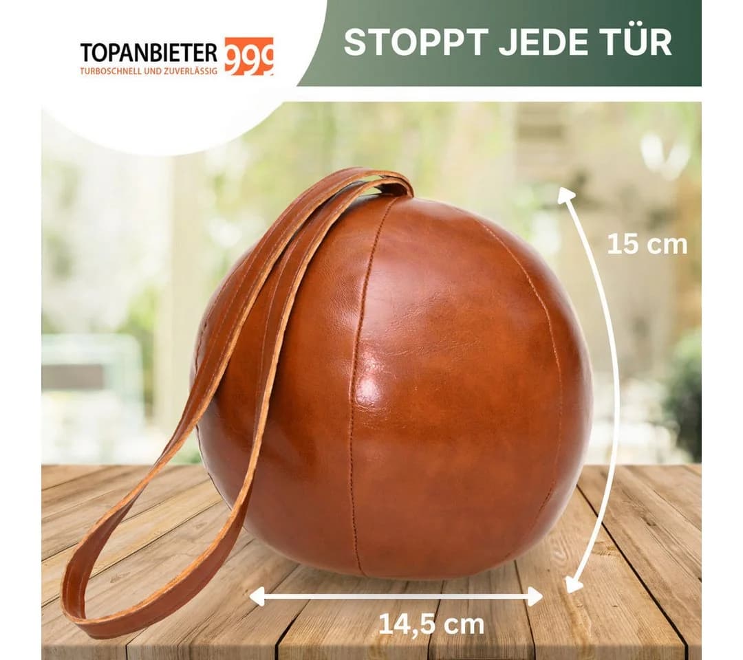 Topanbieter999 Türstopper PU Lederball Braun mit Schlaufe - Bild 5