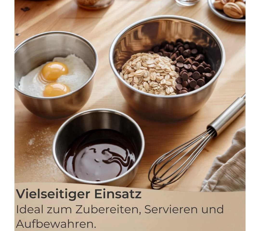 Topanbieter999 Rührschüssel-Set 3-tlg. Edelstahl mit Deckel - Bild 5