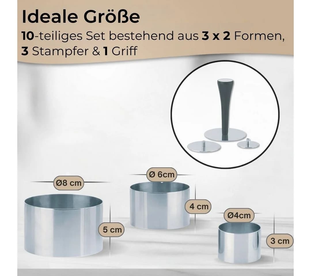 Topanbieter999 Speiseringe Set 10-tlg. Edelstahl Silber - Bild 3