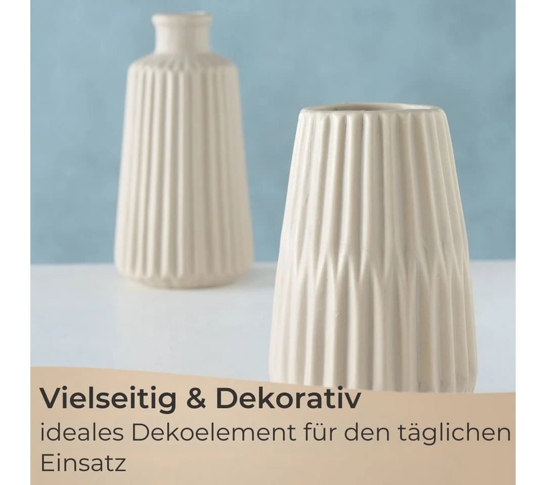 Topanbieter999 Dekovase 2er Set Beige Porzellan Skandinavisch - Bild 3