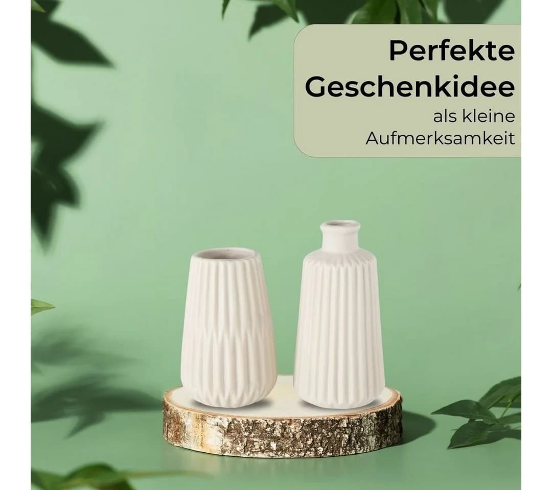 Topanbieter999 Dekovase 2er Set Beige Porzellan Skandinavisch - Bild 4