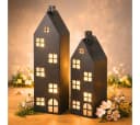 Topanbieter999 Kerzenlaterne Haus Metall Schwarz 2er-Set Bild 3
