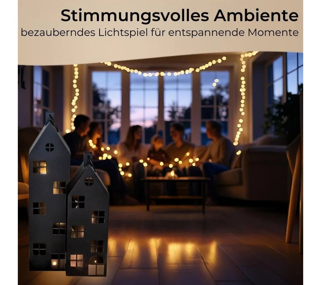 Topanbieter999 Kerzenlaterne Haus Metall Schwarz 2er-Set - Bild 5