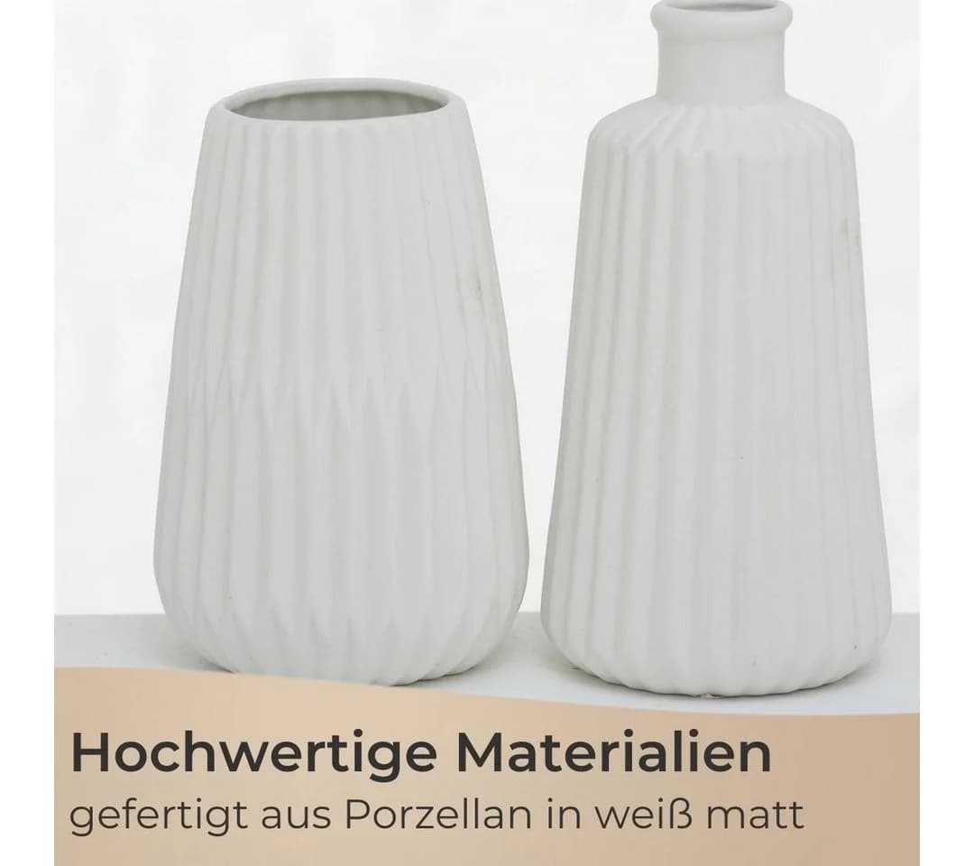 Topanbieter999 Dekovase 2er-Set Weiß Matt Porzellan - Bild 3