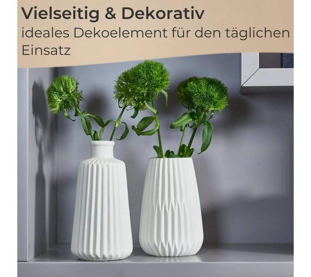 Topanbieter999 Dekovase 2er-Set Weiß Matt Porzellan - Bild 4