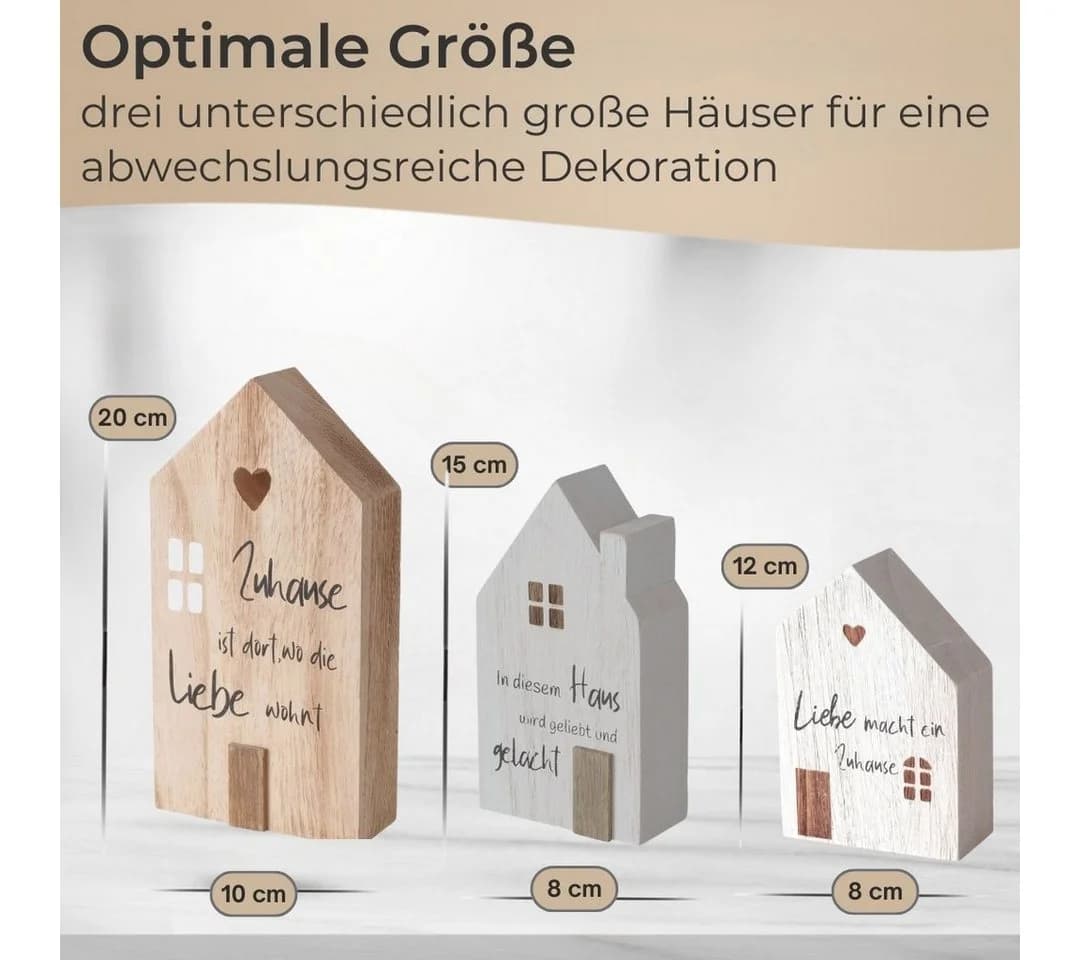 Topanbieter999 Dekoobjekt Holz Deko Häuser mit Sprüchen, 3er Set