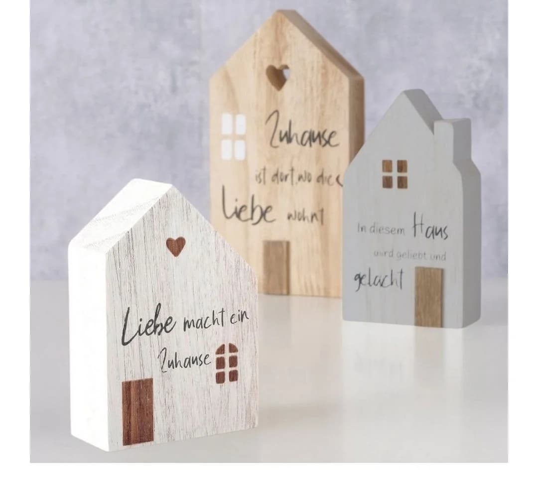 Topanbieter999 Dekoobjekt Holz Deko Häuser mit Sprüchen, 3er Set - Bild 3