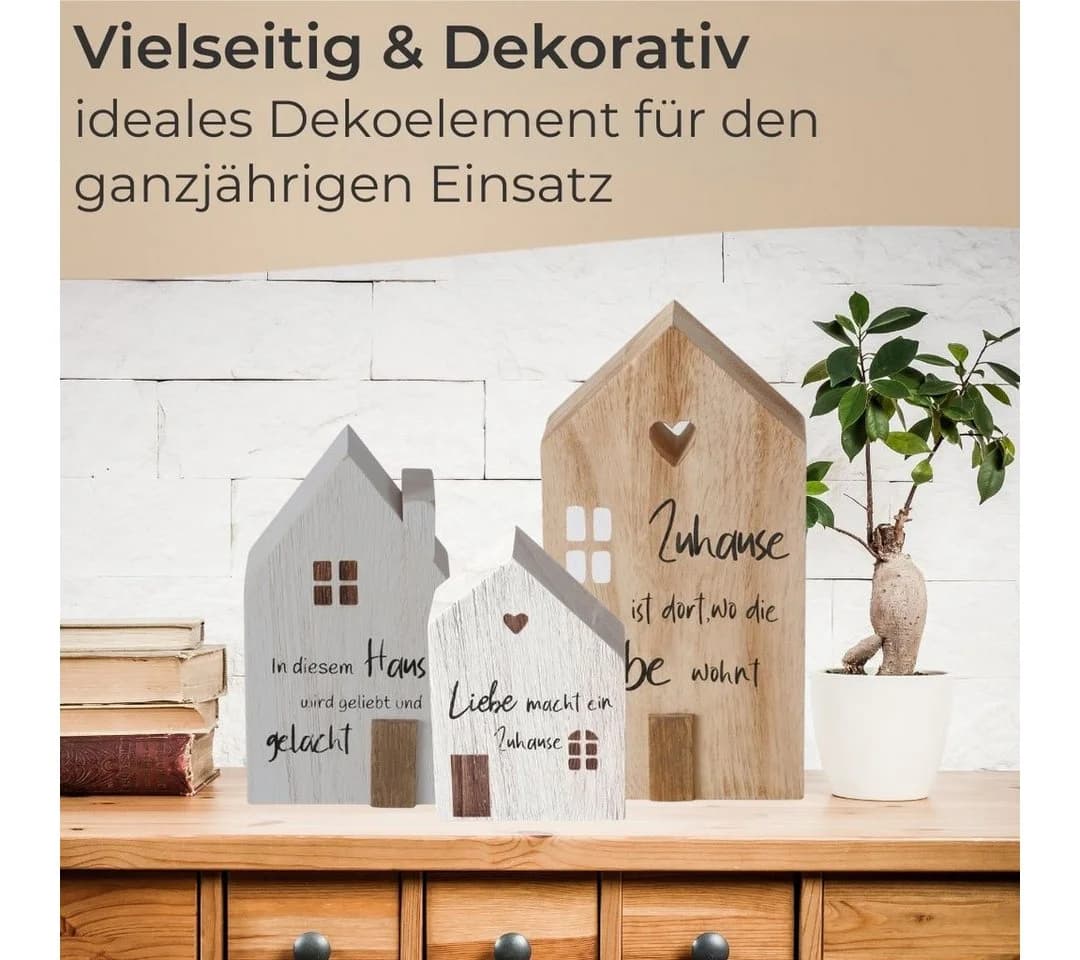 Topanbieter999 Dekoobjekt Holz Deko Häuser mit Sprüchen, 3er Set - Bild 4