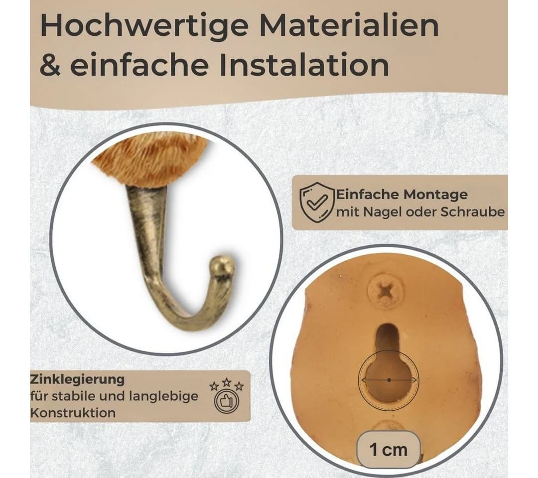Topanbieter999 Garderobenhaken Hundekopf 4er Set Polyresin Zinklegierung - Bild 3