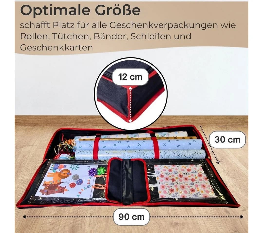 Topanbieter999 Aufbewahrungstasche Schwarz für 30 Rollen Geschenkpapier