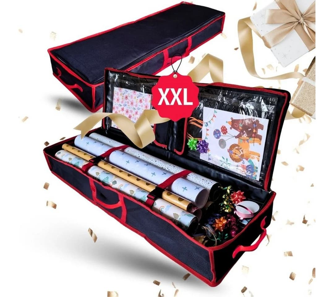 Topanbieter999 Aufbewahrungstasche Schwarz für 30 Rollen Geschenkpapier - Bild 2