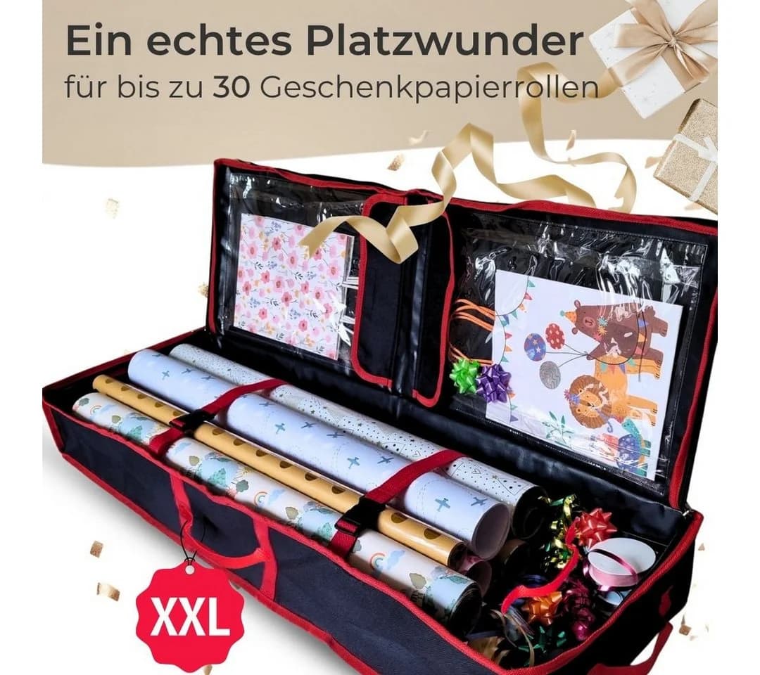 Topanbieter999 Aufbewahrungstasche Schwarz für 30 Rollen Geschenkpapier - Bild 3