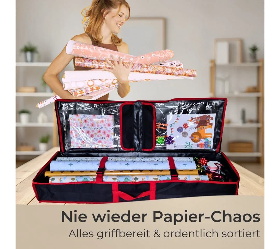 Topanbieter999 Aufbewahrungstasche Schwarz für 30 Rollen Geschenkpapier - Bild 5