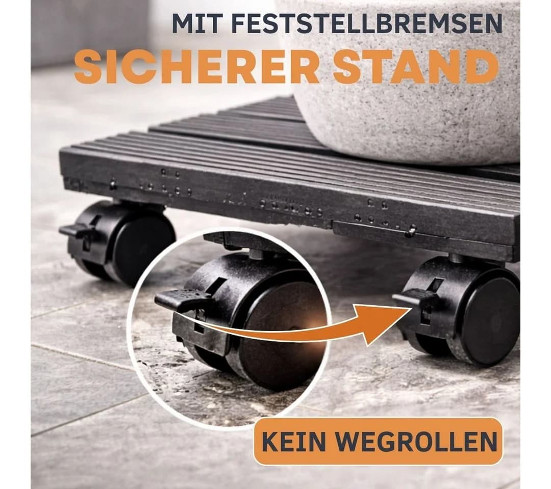 Topanbieter999 Pflanzenroller WPC Holzoptik mit Feststellbremsen - Bild 5