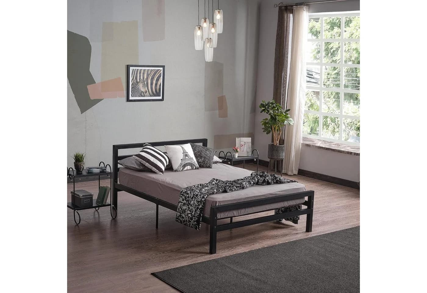 Topanbieter999 Metallbett Schwarz Stabiler Stahl Bettrahmen