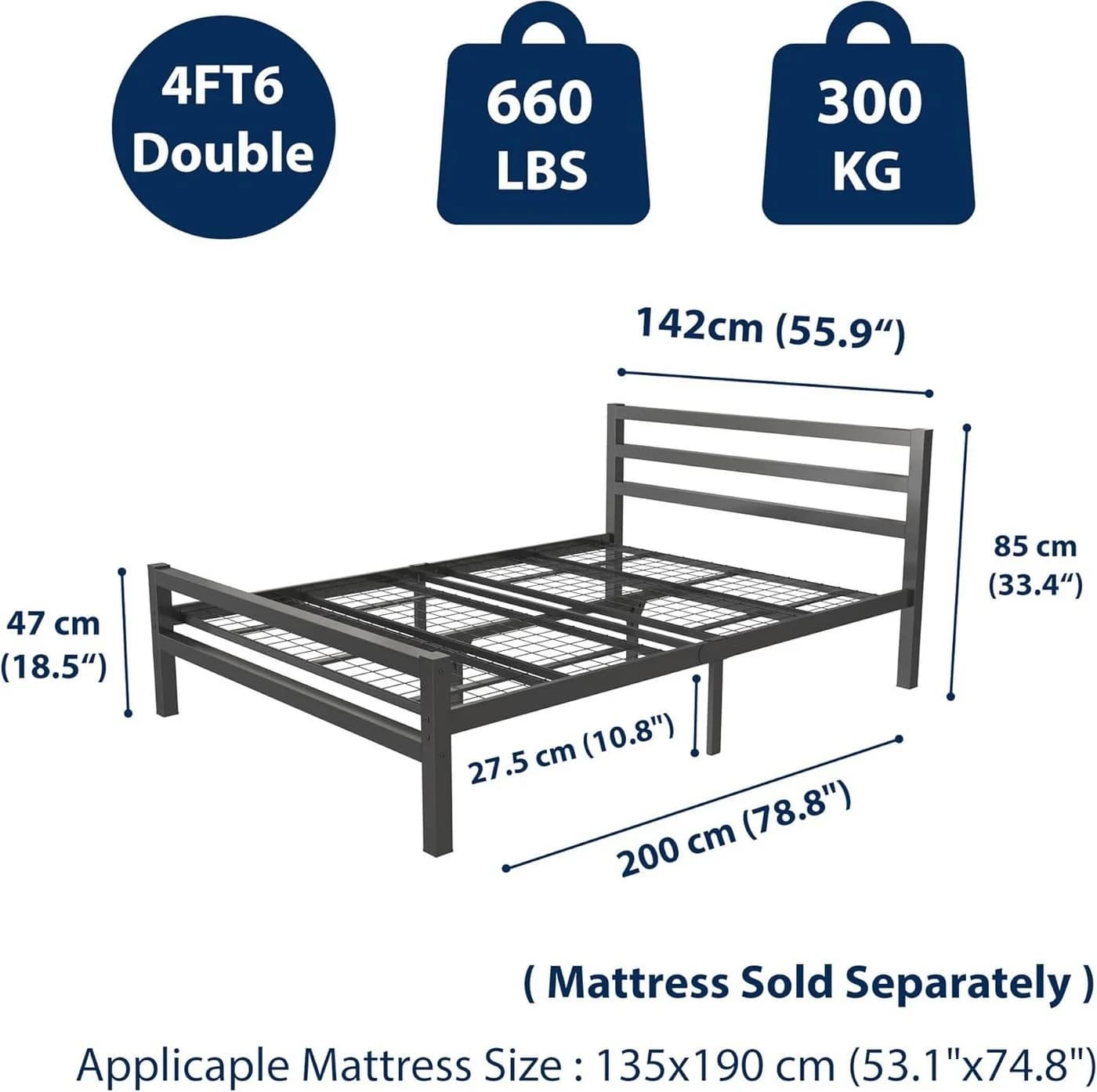 Topanbieter999 Metallbett Schwarz Stabiler Stahl Bettrahmen - Bild 3
