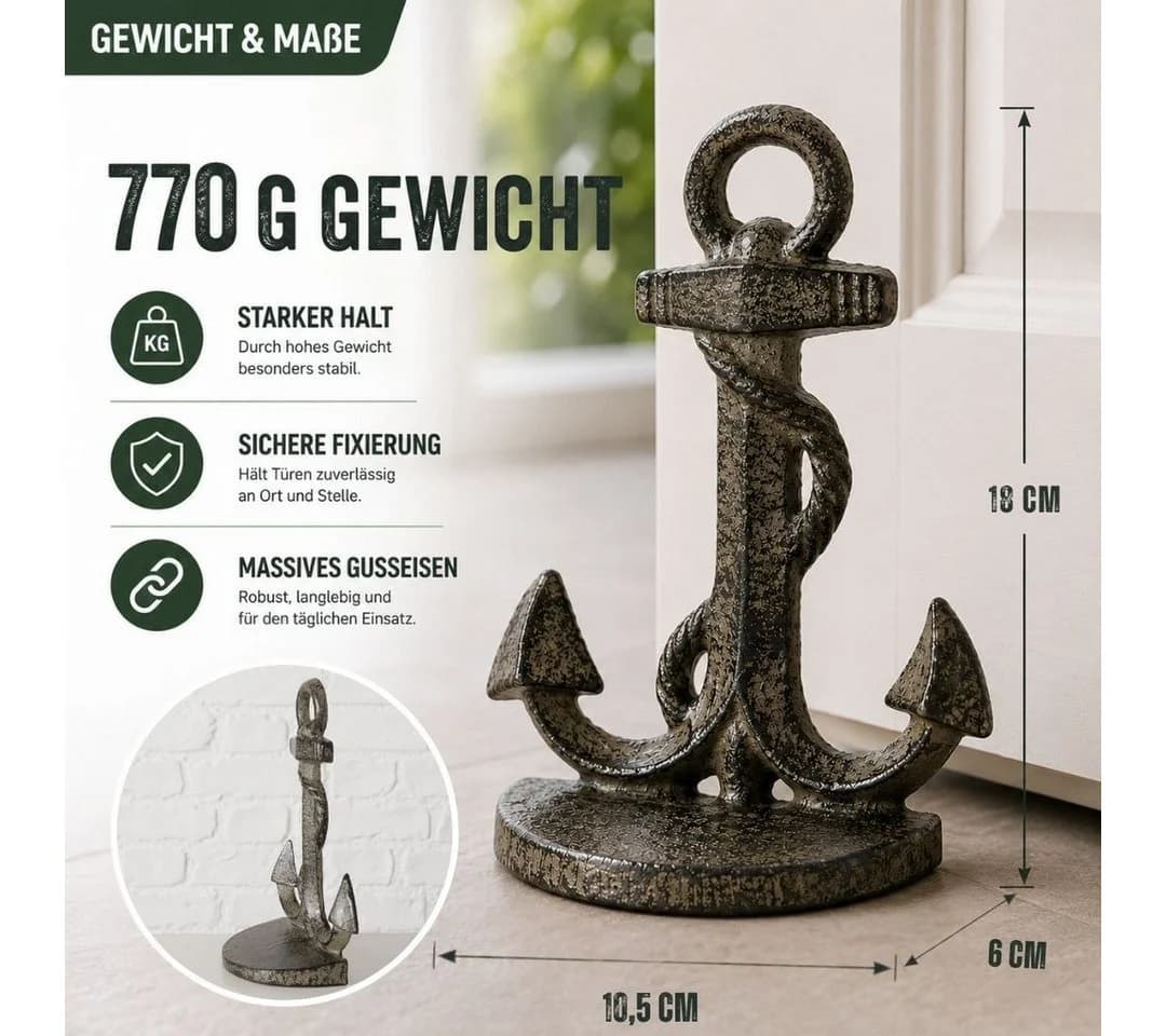 Topanbieter999 Türstopper Anker Braun Gusseisen - Bild 3