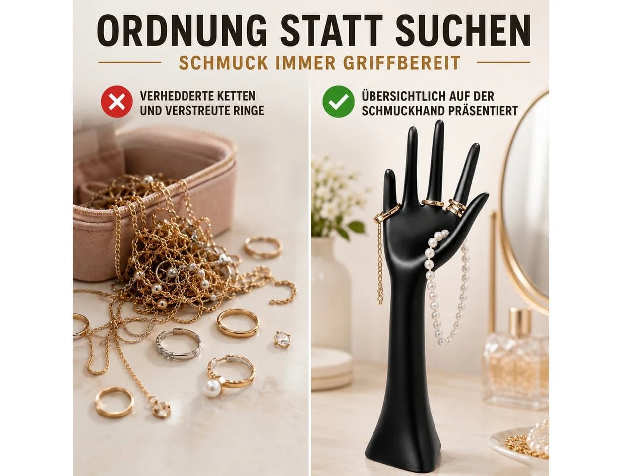 Topanbieter999 Schmuckständer Schwarz Kunstharz Handform
