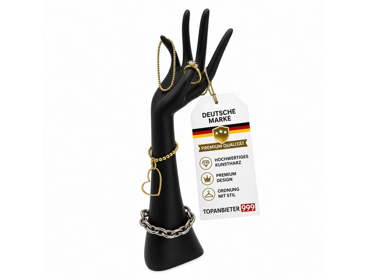 Topanbieter999 Schmuckständer Schwarz Kunstharz Handform - Bild 2