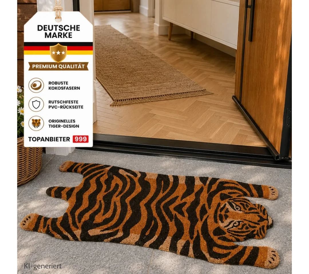 Topanbieter999 Fußmatte Tiger Design rutschfest braun - Bild 2