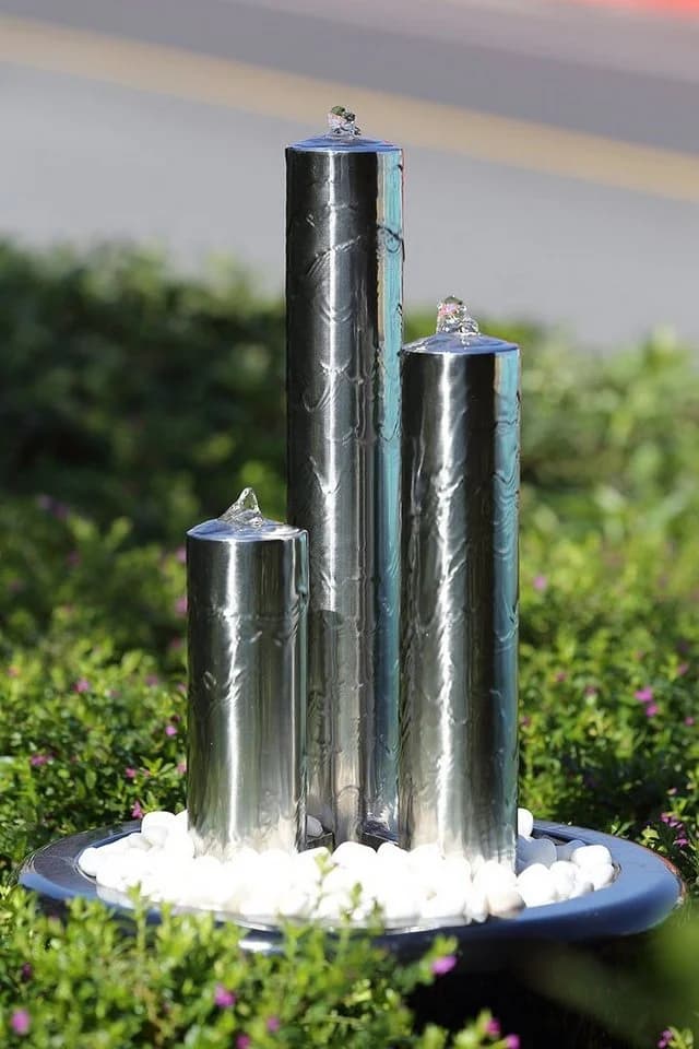 Köhko Gartenbrunnen Edelstahl mit LED Säulenbrunnen - Bild 2