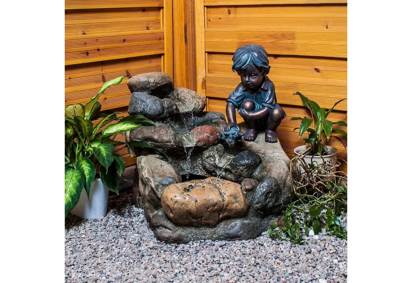 Köhko Gartenbrunnen Wasserspiel "Kinderspiel" Bronze Polyresin - Bild 2