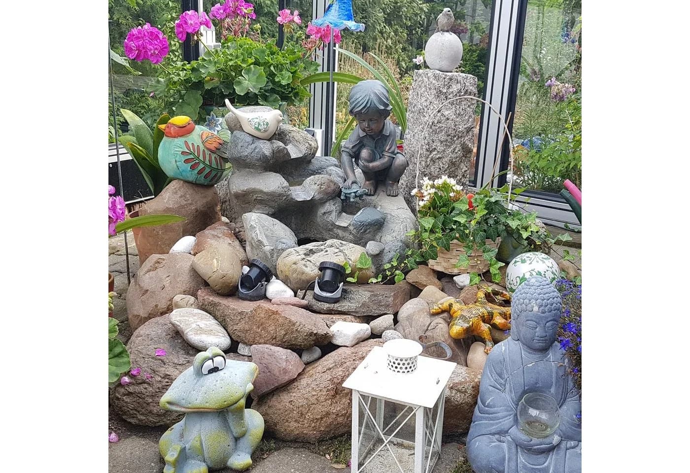 Köhko Gartenbrunnen Wasserspiel "Kinderspiel" Bronze Polyresin - Bild 3