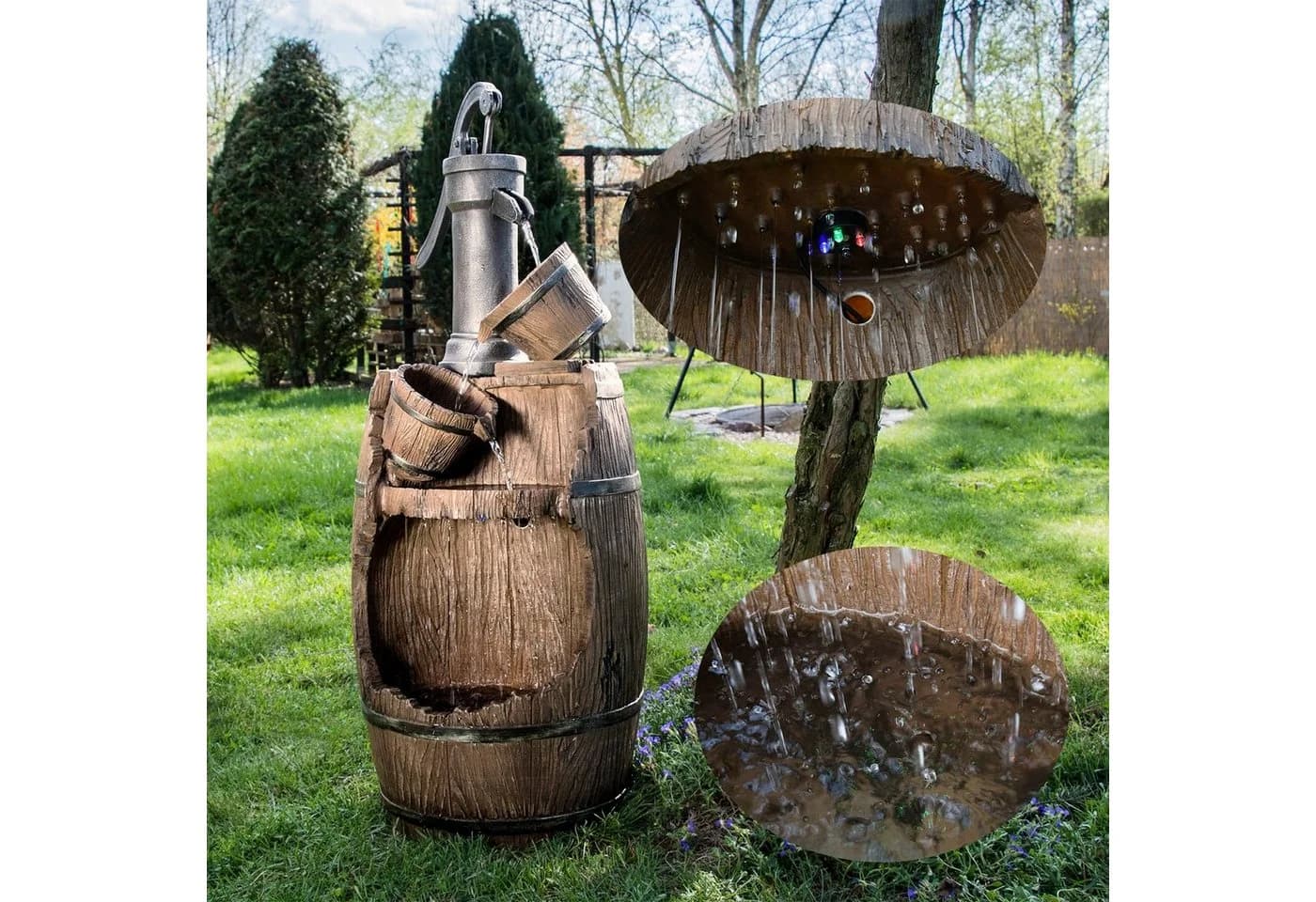 KÖHKO Gartenbrunnen Dölitz mit LED-Beleuchtung und Regenfalleffekt - Bild 2