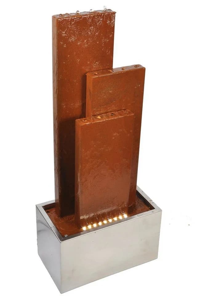 KÖHKO Gartenbrunnen Chile 104 cm mit LED, Cortenstahl & Edelstahl