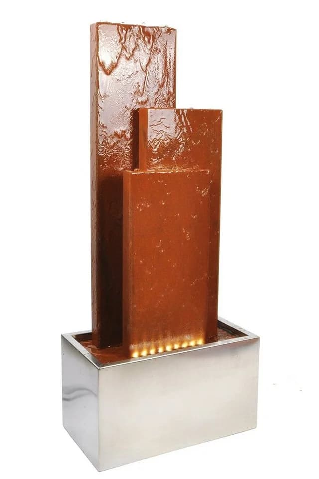 KÖHKO Gartenbrunnen Chile 104 cm mit LED, Cortenstahl & Edelstahl - Bild 3