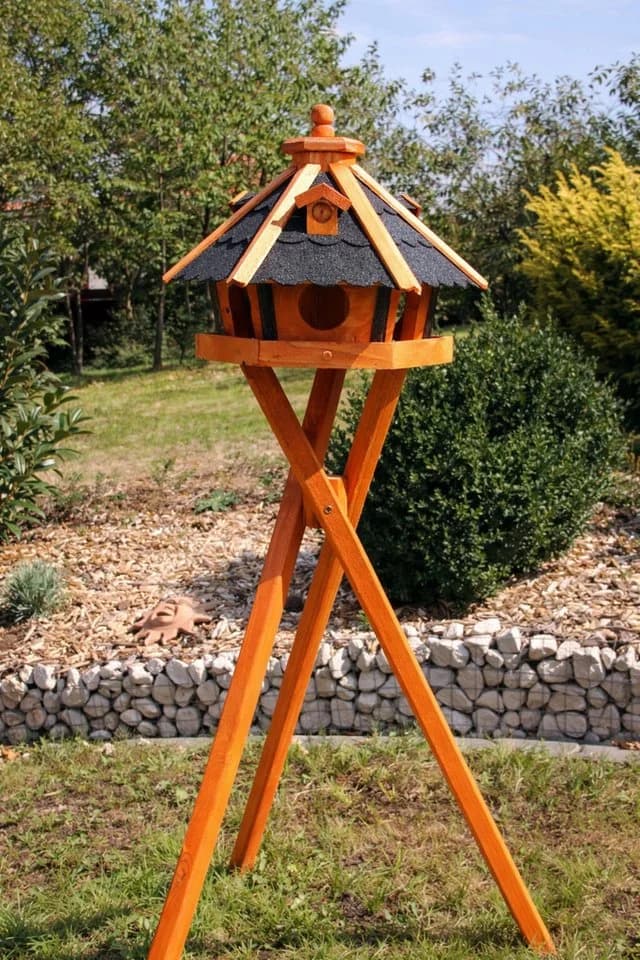 Holzdekoladen Vogelhaus Holz wetterfest mit Futterautomat