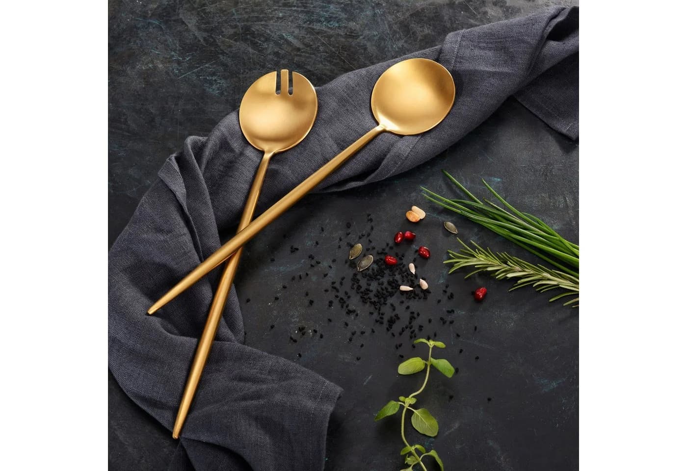 GRÄWE Salatbesteck Provence Gold Edelstahl Matt