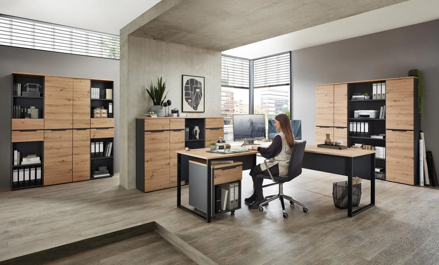 Innostyle Komplettbüro MEMPHIS III 11-teilig Eiche/Graphit
