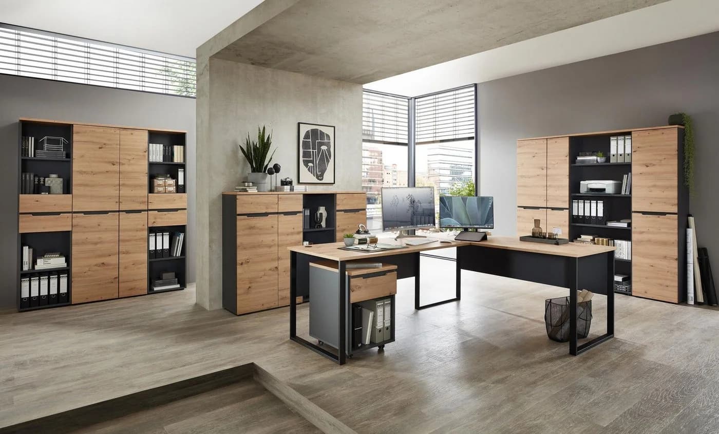 Innostyle Komplettbüro MEMPHIS III 11-teilig Eiche/Graphit - Bild 2