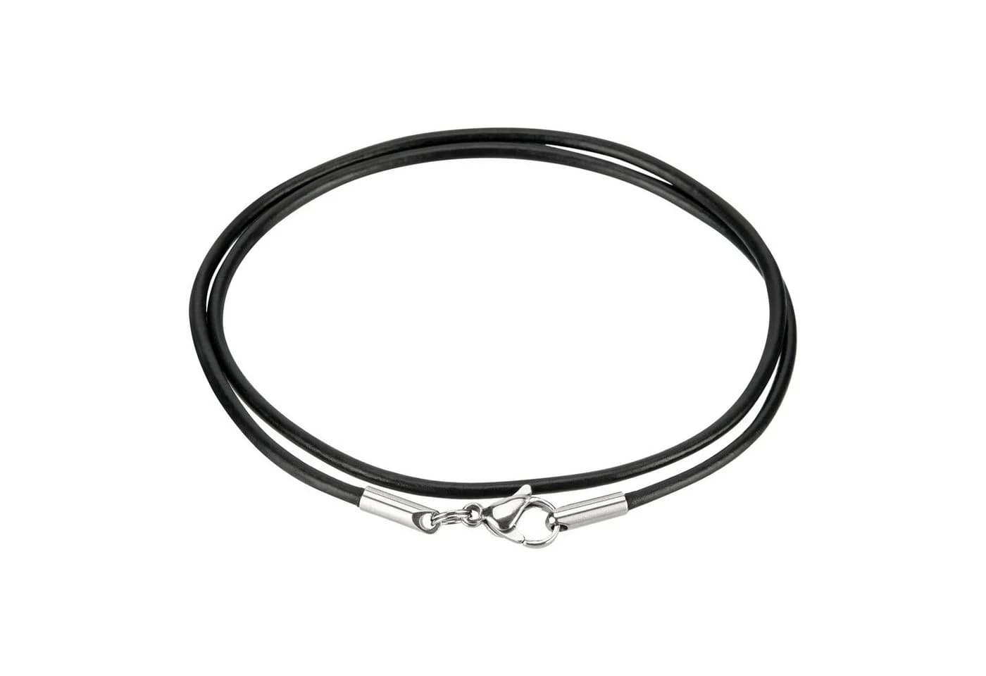 Auroris Lederband 90 cm Schwarz Echtleder Kette mit Edelstahl Karabinerverschluss - Bild 2