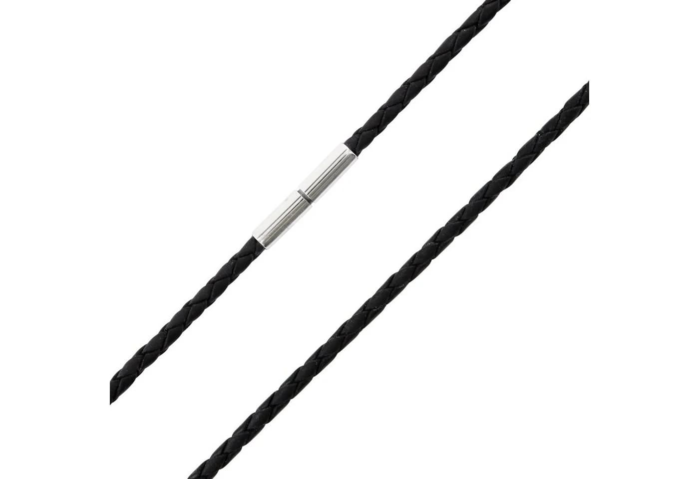 Auroris Lederband geflochten 3mm schwarz Echtleder Kette