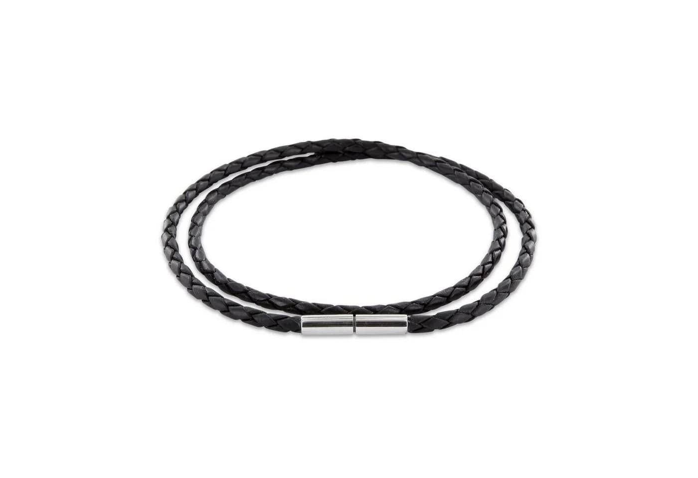 Auroris Lederband geflochten 3mm schwarz Echtleder Kette - Bild 2