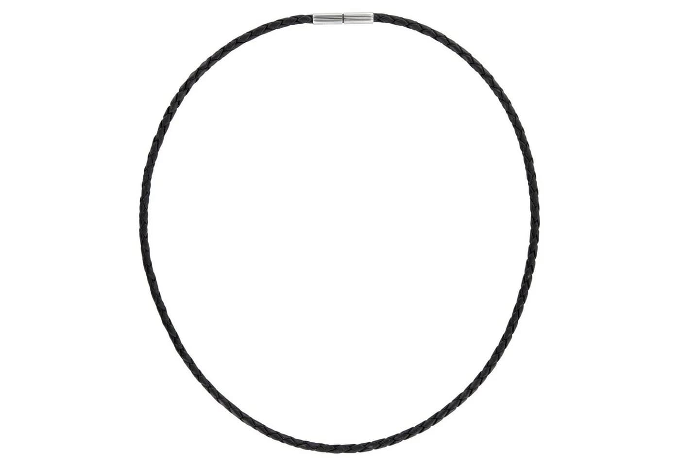 Auroris Lederband geflochten 3mm schwarz Echtleder Kette - Bild 3