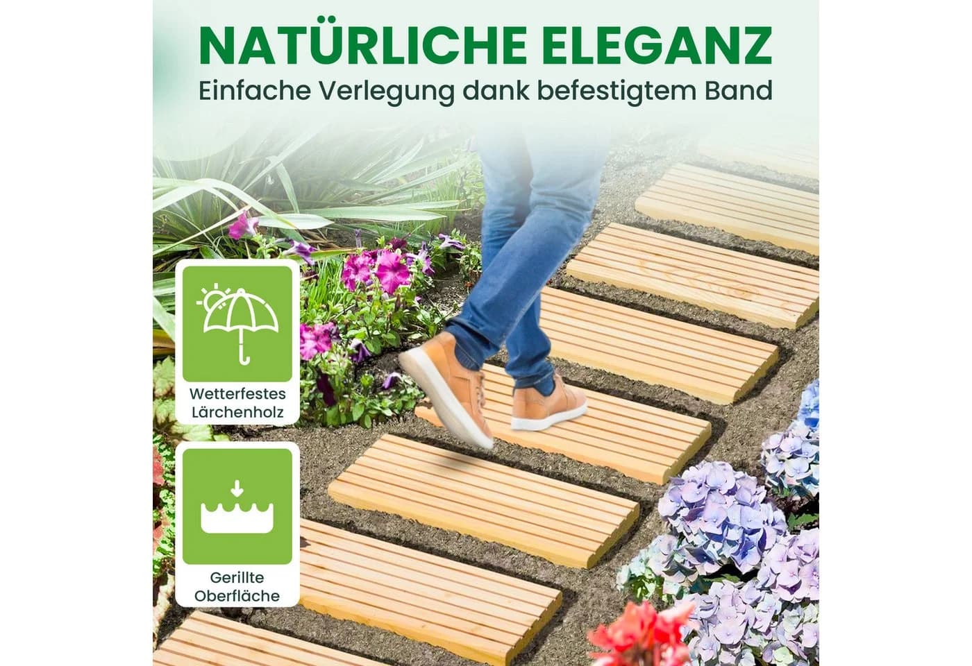 Gartenwelt Riegelsberger Holztritte Lärche Gartenweg