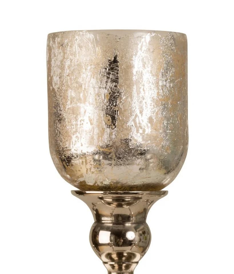 Geschenkestadl Windlicht 5 x Glasaufsatz für Kerzenständer Silber/Gold
