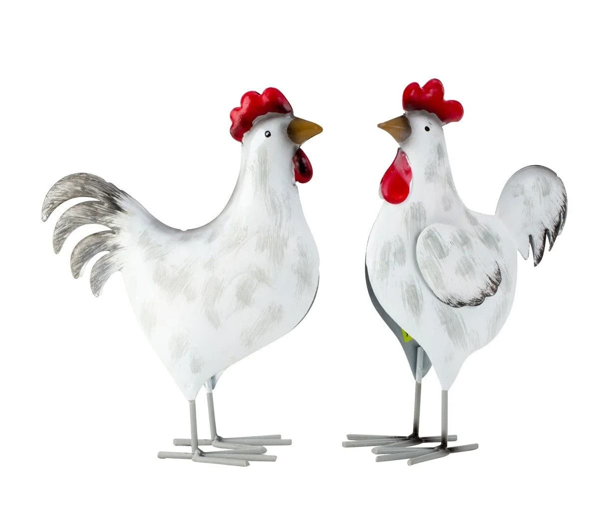Geschenkestadl Tierfigur 2 Stück Metall Hahn und Henne