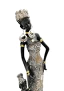 Geschenkestadl Afrikafigur Mutter mit Kind 31 cm Polystein Gold/Bronze/Schwarz Bild 1