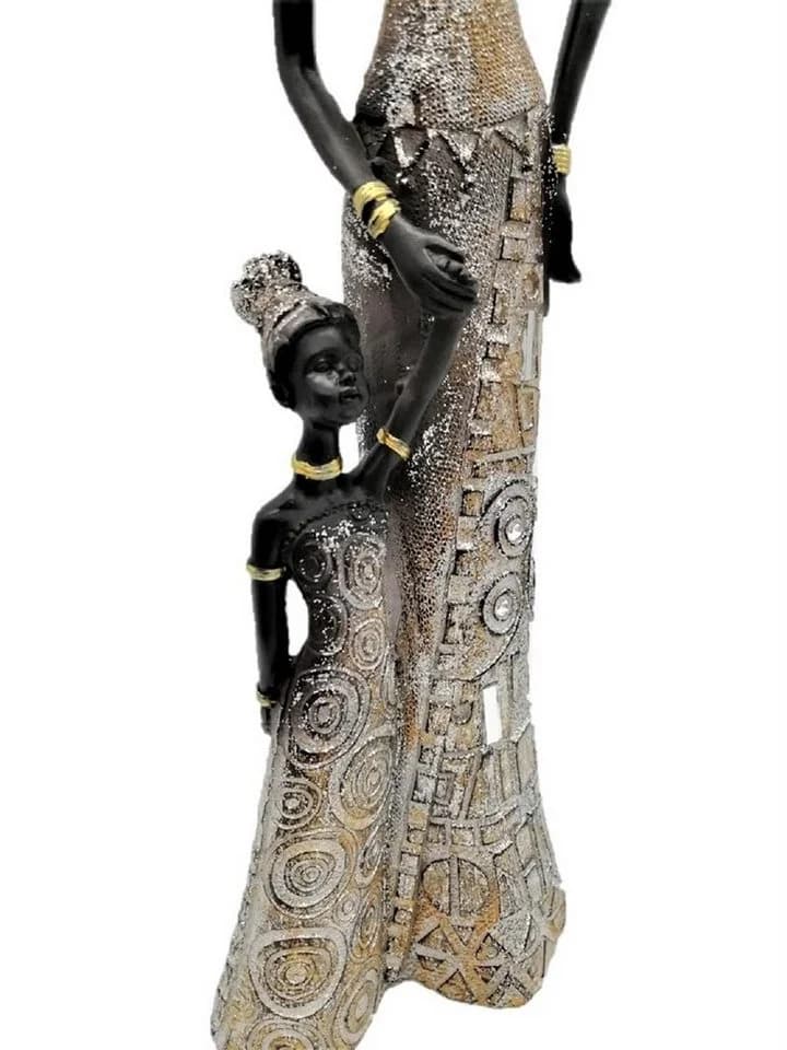 Geschenkestadl Afrikafigur Mutter mit Kind 31 cm Polystein Gold/Bronze/Schwarz - Bild 3