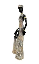 Geschenkestadl Afrikafigur Mutter mit Kind 31 cm Polystein Gold/Bronze/Schwarz Bild 4