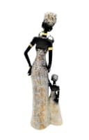 Geschenkestadl Afrikafigur Mutter mit Kind 31 cm Polystein Gold/Bronze/Schwarz Bild 5