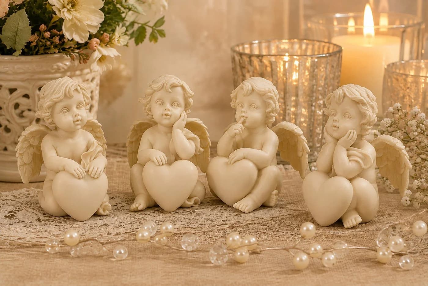 Geschenkestadl Engelfigur Set 24 St. Weiß Polystein