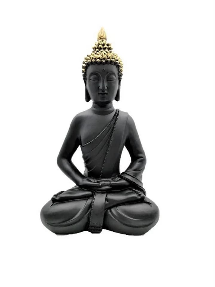 Geschenkestadl Buddha Figur 30 cm Schwarz Gold Zen Deko - Bild 2