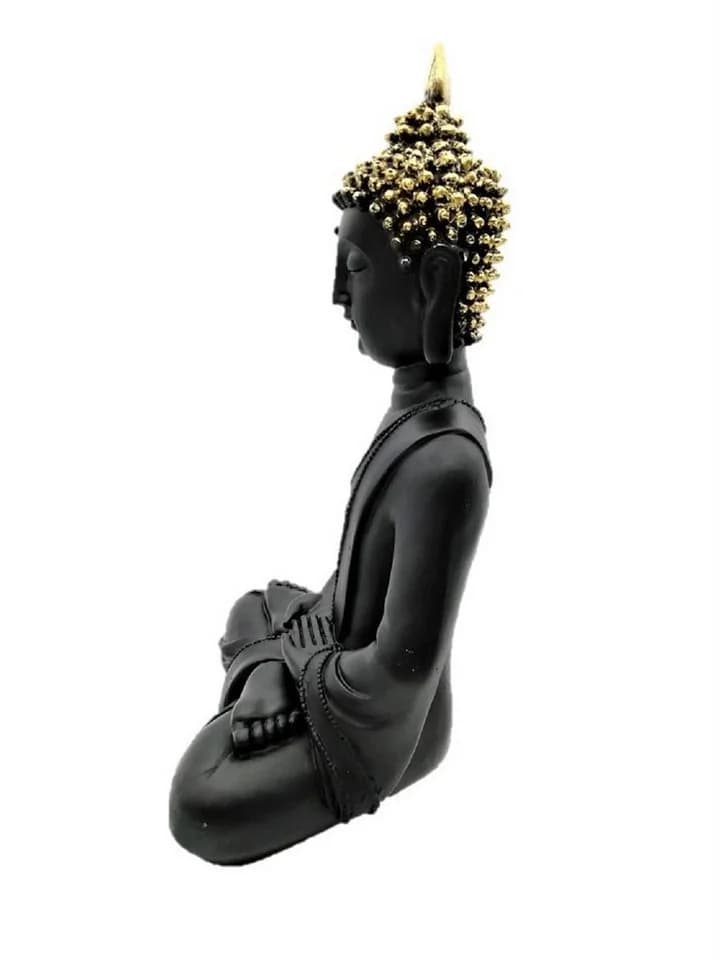 Geschenkestadl Buddha Figur 30 cm Schwarz Gold Zen Deko - Bild 5
