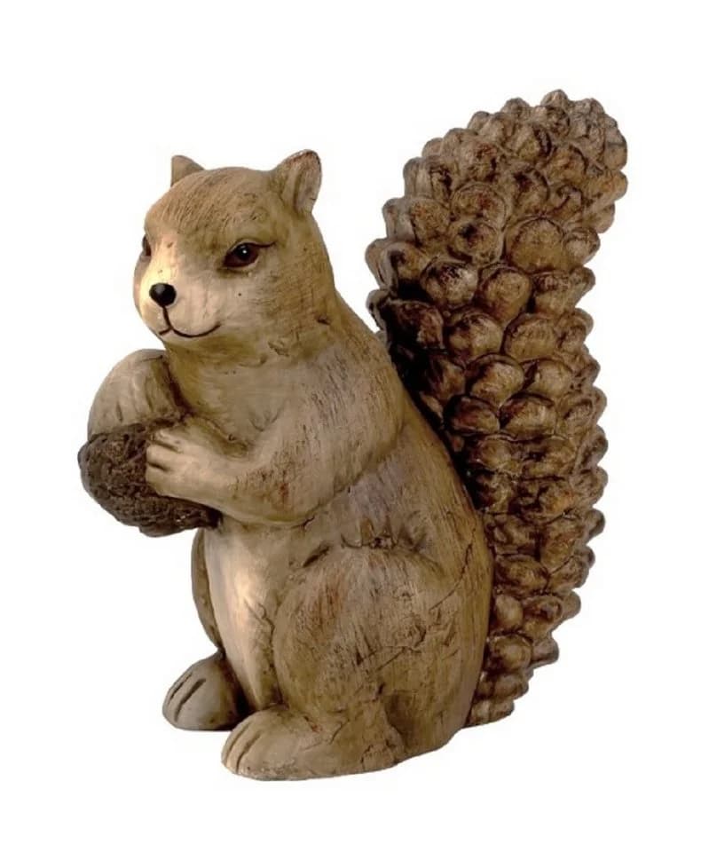 Geschenkestadl Tierfigur 2 Stück Eichhörnchen Figuren mit Nuss Braune Keramik - Bild 3